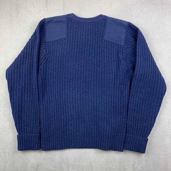 LL Bean Mens Commando Sweater Small Navy Blue Crewneck 100% Merino Lambs Wool - Picture 8 of 8